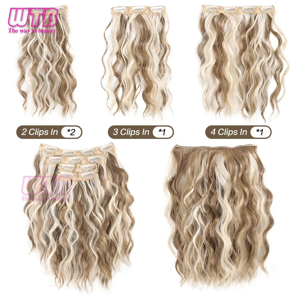 Clip In Hair Extension Synthetic Hair 12Inch 4 PCS Set Wavy Curly Hair Extension Synthetic Hairpieces Para sa Babaeng Babae Araw-araw na Paggamit