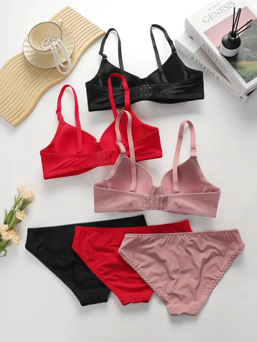 Solid bøjle Lingeri Sæt Undertøj Trussesæt Kvinder Push Up BH med stålring Intimates Undertøjsdragt