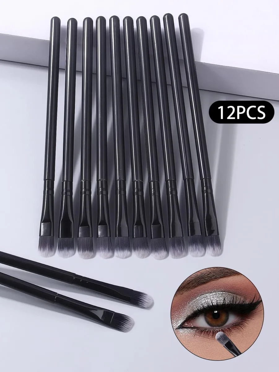 12PCS Soft Bristle Eyeshadow Brush Set - Eye Makeup Blending Brush Highlighter Brush Concealer Brush Portable Makeup Tools — image 3
