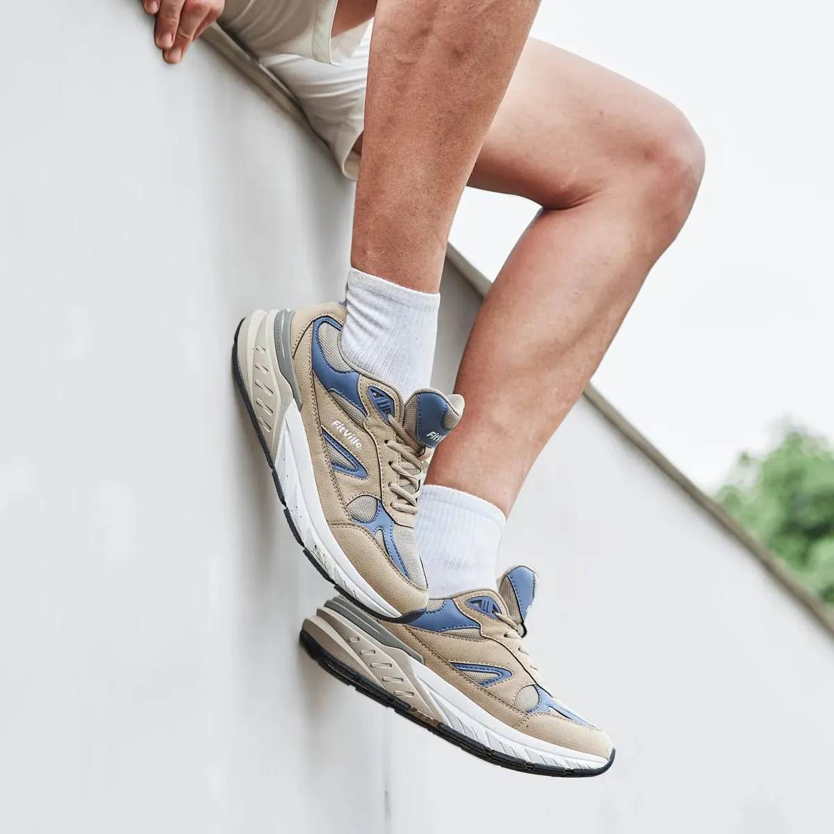 FitVille Newest Walking Shoes for Men Wide Width Sneakers with Arch Support for Flat Feet Heel Pain Relief Plantar Fasciitis
