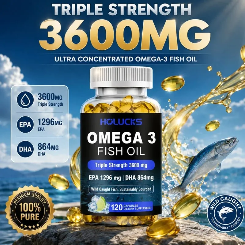 Omega 3 Fish Oil Supplement with EPA 1300mg DHA 900mg Support Heart & Brain Health Antioxidant Immune Energy Boost