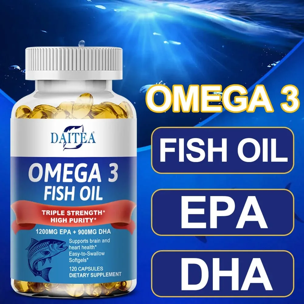 Omega 3 Fish Oil - for Nervous System Skin and Hair Health Antioxidants - Easy To Swallow