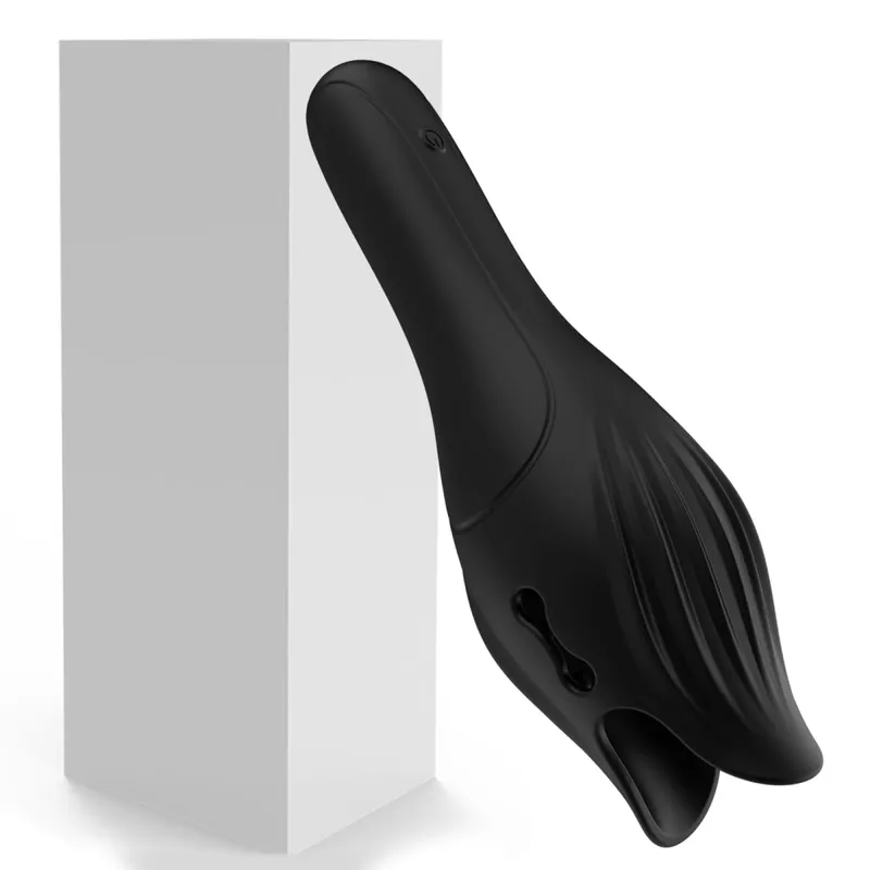 Powerful Vibrating Tongue Licking Vibrator Male Glan Massager Delay Stamina Trainer Oral Sex Climax Masturbation Sex Toy for Men