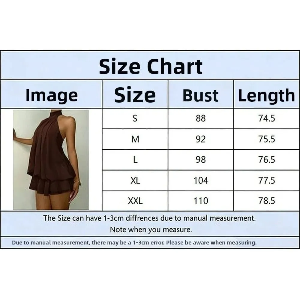 New Halter Tie Party Dress Backless Chiffon Going Out Dresses Sleeveless Ruffle Brunch Outfits for Women