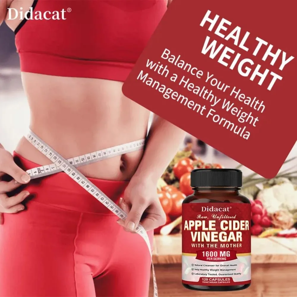 Apple Cider Vinegar Capsules Detoxify Relieve Bloating and Constipation Help Weight Management Promote Digestive Health
