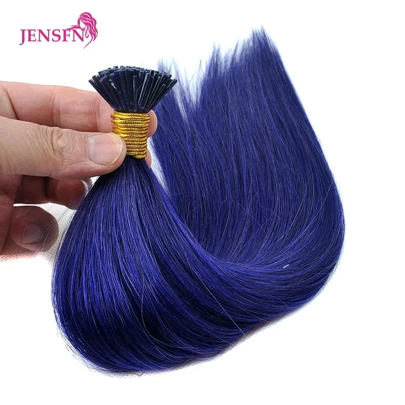 I Tip Color Hair Extensions 0.5g/Strand Remy Fusion 100% Human Hair Keratin Capsule Purple Blue Pink For Women