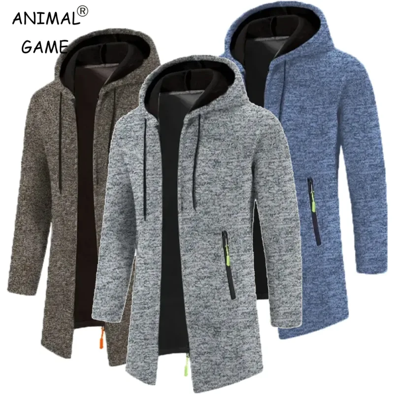 Nuevo suéter con capucha de manga larga para hombre, sudaderas con cremallera, ropa de calle de gran tamaño, chaqueta cálida de Color sólido para otoño, Sudadera con capucha para hombre — image 4