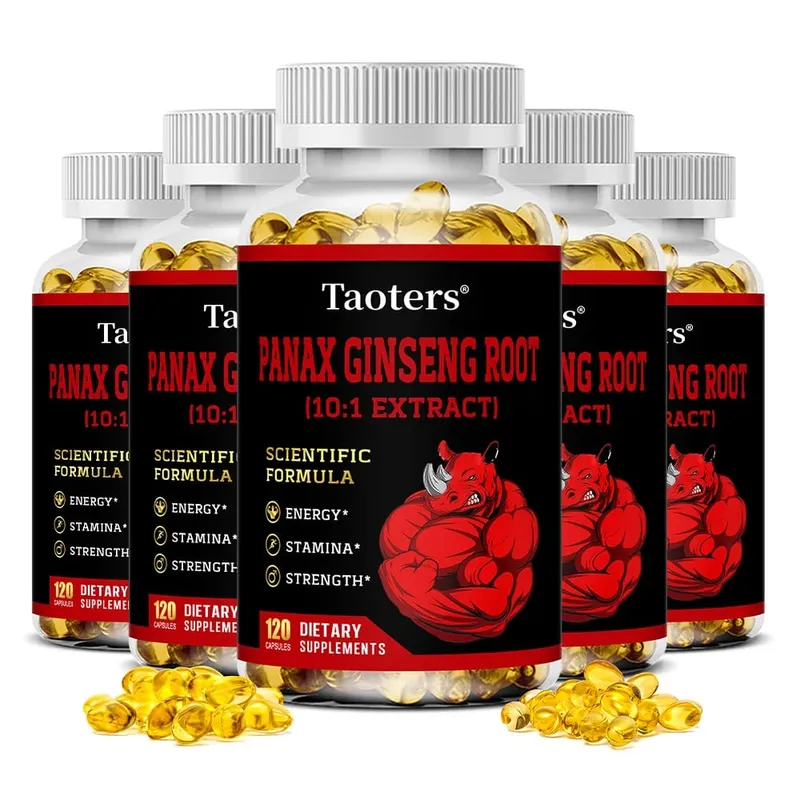 Panax Ginseng Root Capsules - Ashwagandha Extract Supplement Provides Energy Muscle Strength for Adults