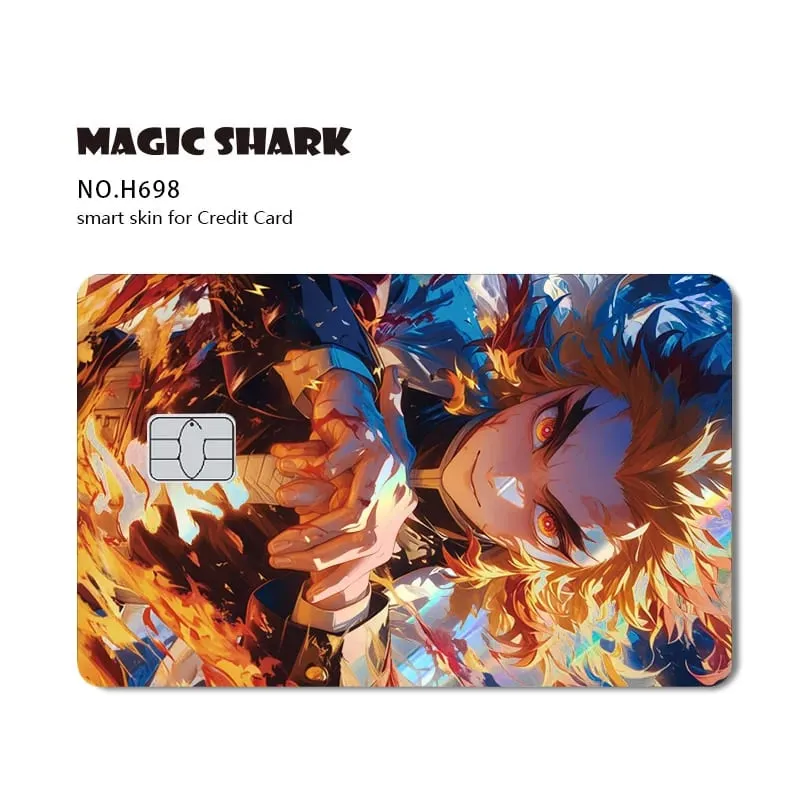 Magic Shark Cool Demon Slayers Anime Shinny Holographic Skin Cover Laser Sticker Film for Debit Credit Bank Card