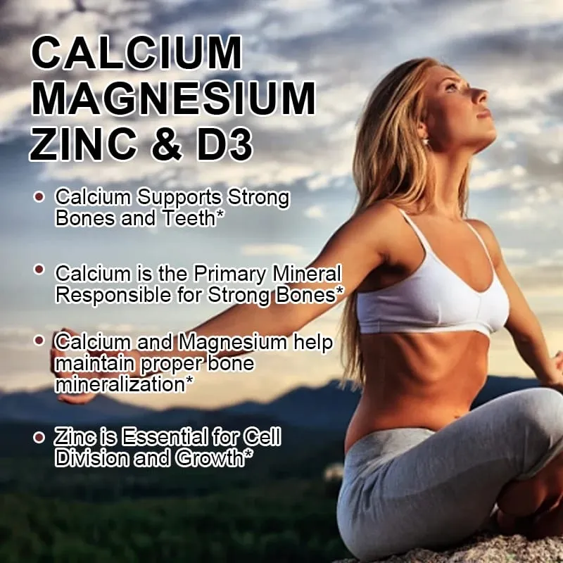 Alxfresh Calcium 1000mg Magnesium 400mg Zinc 25mg Vitamin D3 600 IU | Immune & Bone Nerve Support Health | Non-GMO | Gluten Free — image 3