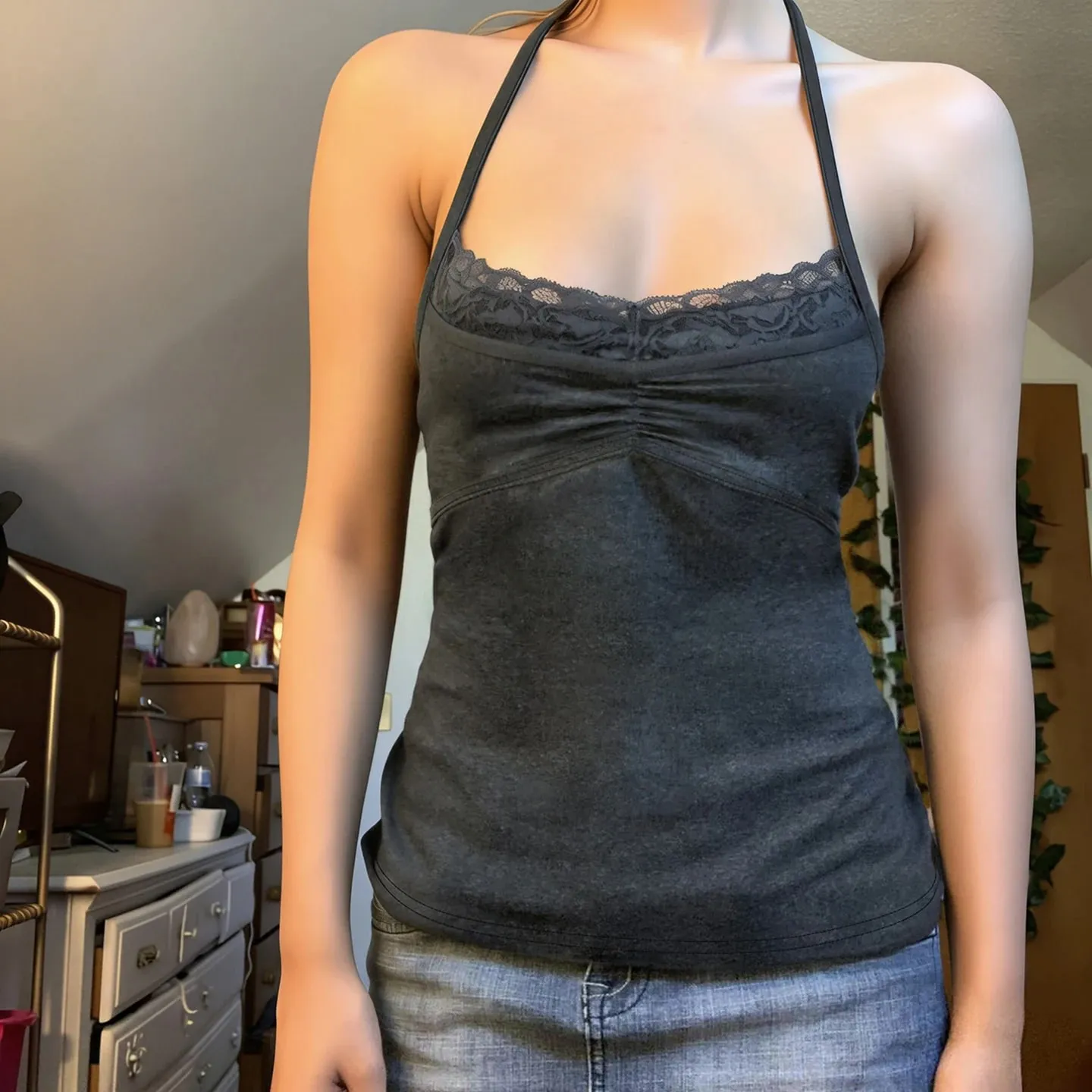 Sexy Lace Trim Slim Sleeveless Halter Crop Top Vintage Y2K Corset Tops Casual Basic Camis Women Summer Solid Vest 2026