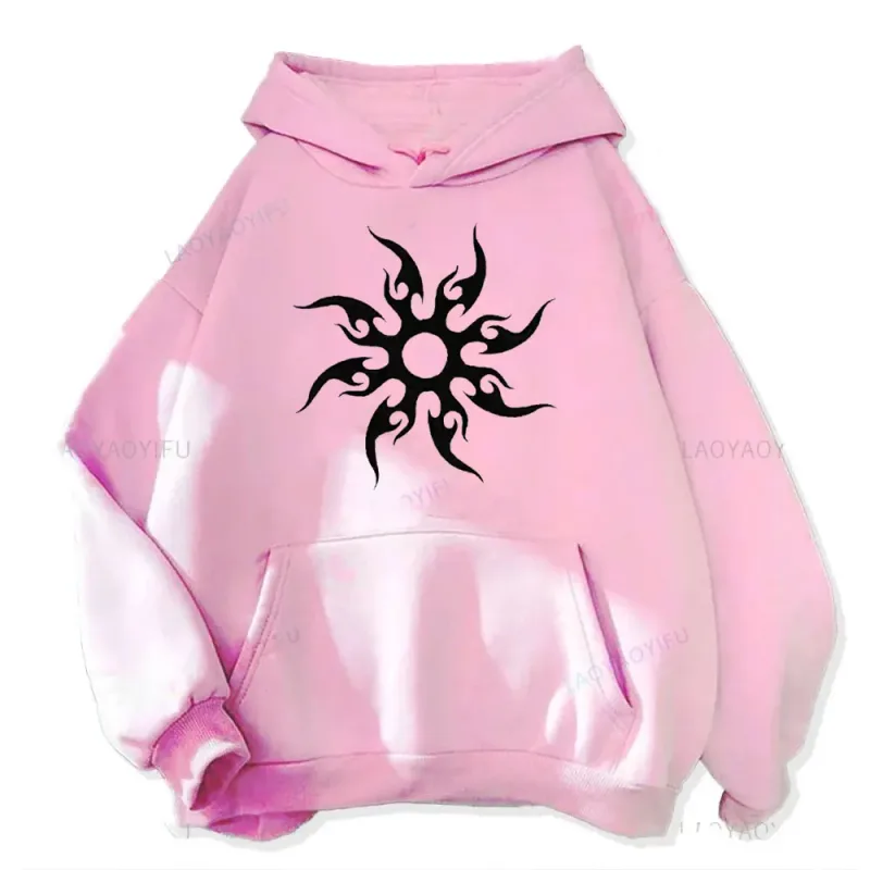 Men's hoodie with sun pattern print Harajuku hoodie fashionable and casual hoodie cartoon pattern top