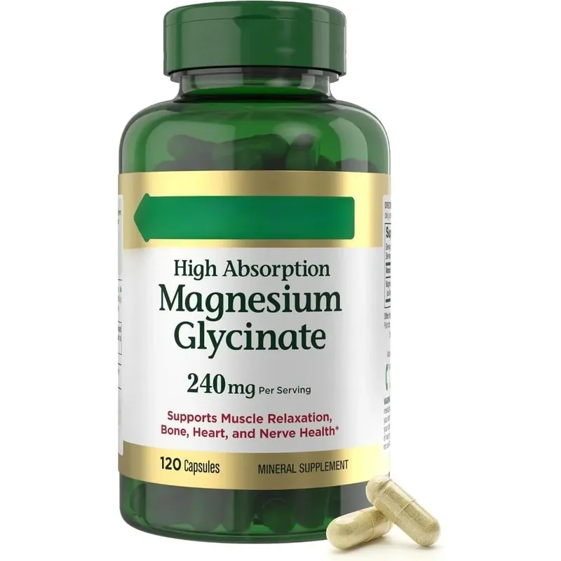 Magnesium Glycinate Capsules High Absorption Supports Muscle Relaxation Supports Bone Health 120 Capsules for Adults