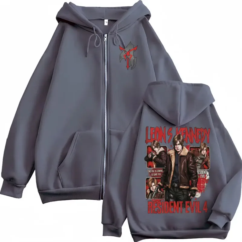 Leon Kennedy Zip Up Hoodie Resident Evil Requiemm Gamer Gift Zipper Hoodies Men's Women Fashion Harajuku Jacket Sweatshirt Coats — image 4
