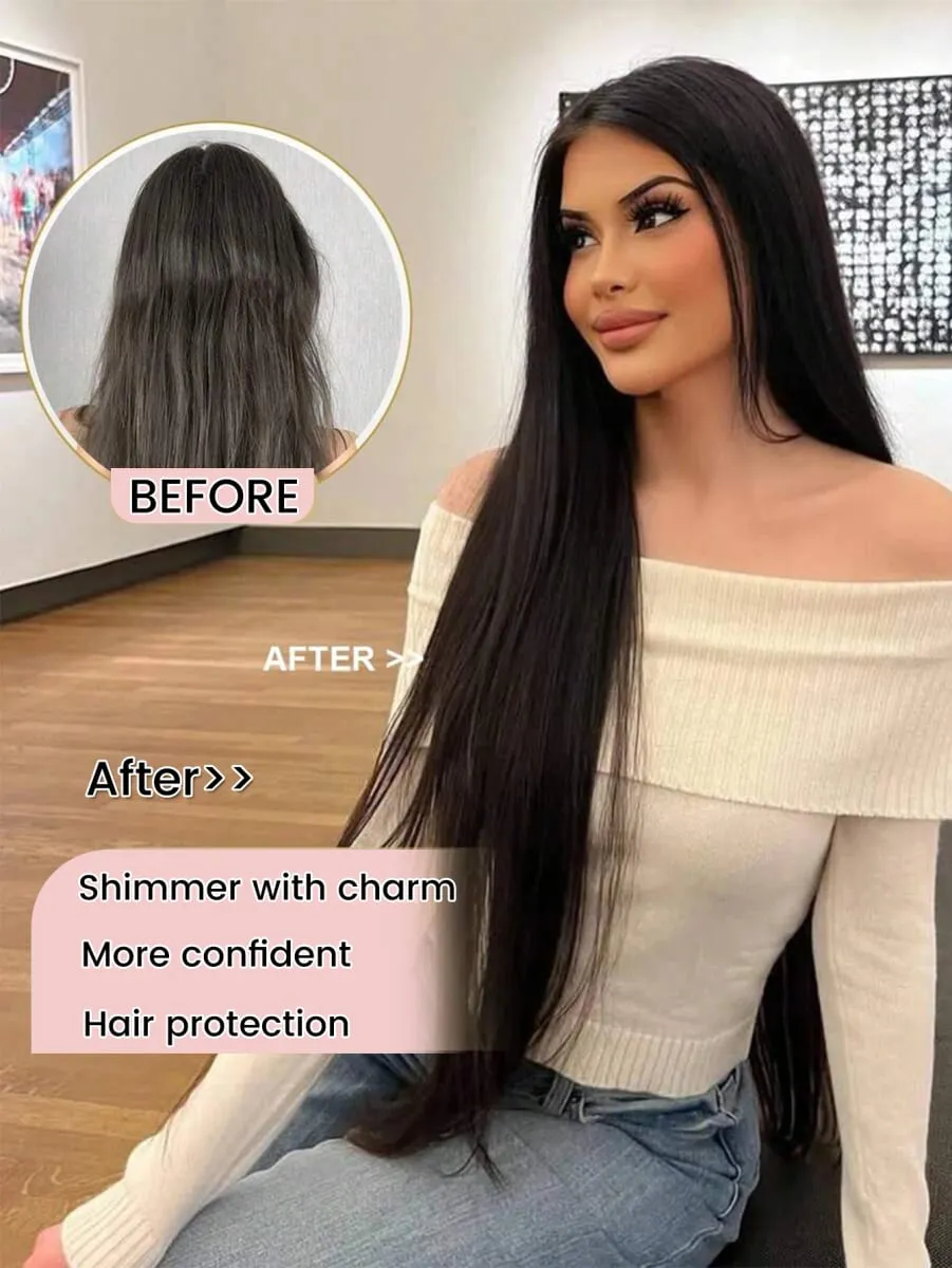 32Inchs Synthetic Long Straight Blonde Black Hairstyle Clips in Hair Extensions Hairpieces Heat Resistant False Hair Daily Party