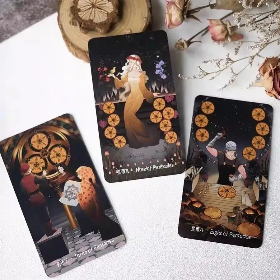 Stars Lighting Tarot Card Game - Night Sky Theme Fated Beauty Tabletop Game for Nighttime Play