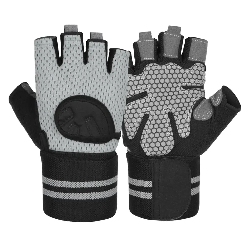 Anti-Slip Shock Åndbare Halvfinger Handsker Åndbare Cykelhandsker Fitness Gym Bodybuilding Crossfit Motion Sportshandsker — image 12