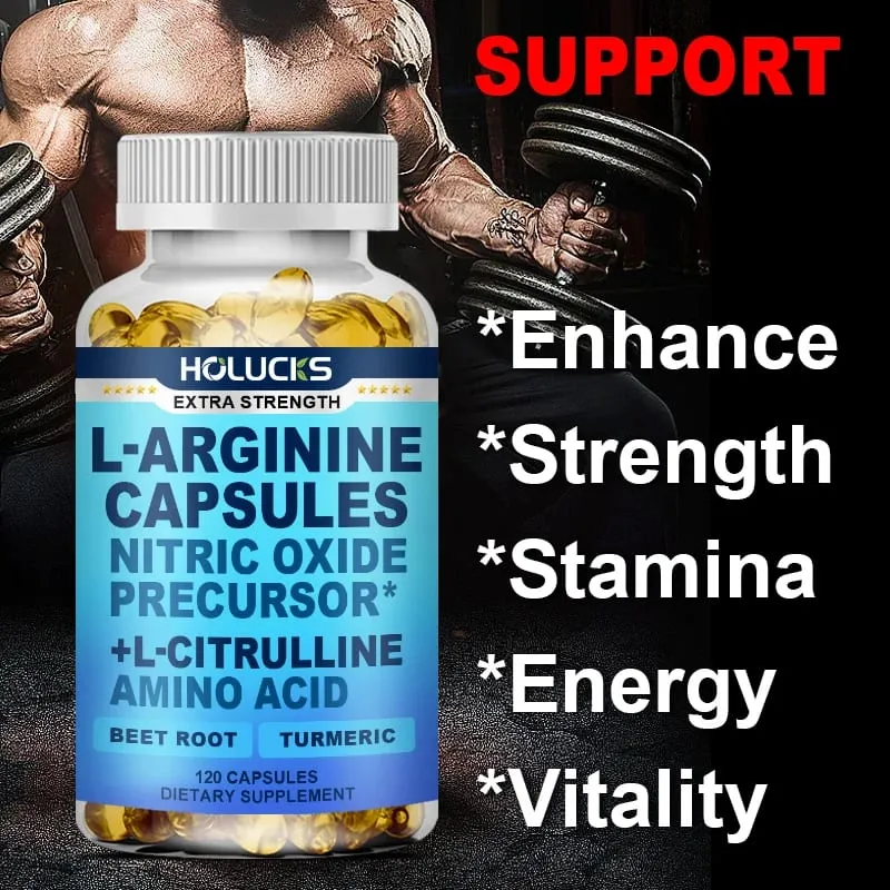 L Arginine Capsules with L-Citrulline Nitric Oxide Booster for Stamina Muscle Energy & Vascularity for Men's Extra Strength