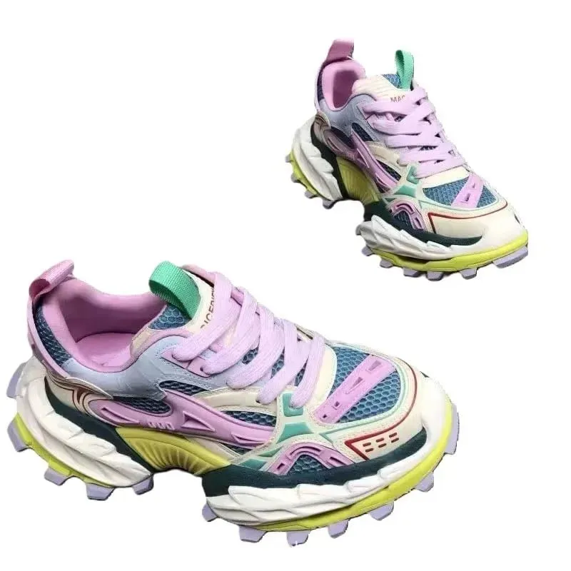 Men Sneakers Elevated Dad Sneakers Color Block Mesh Shoes Men Chunky Casual Shoes with Thick Sole Shoes for Men — image 5