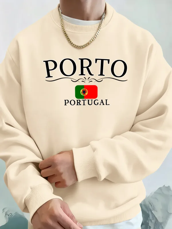 Porto Portugal Letter And Flag Print Clothes Unisex Warm Casual Hoody Street Sports Sportswear Fleece Thicken Streetwear Man