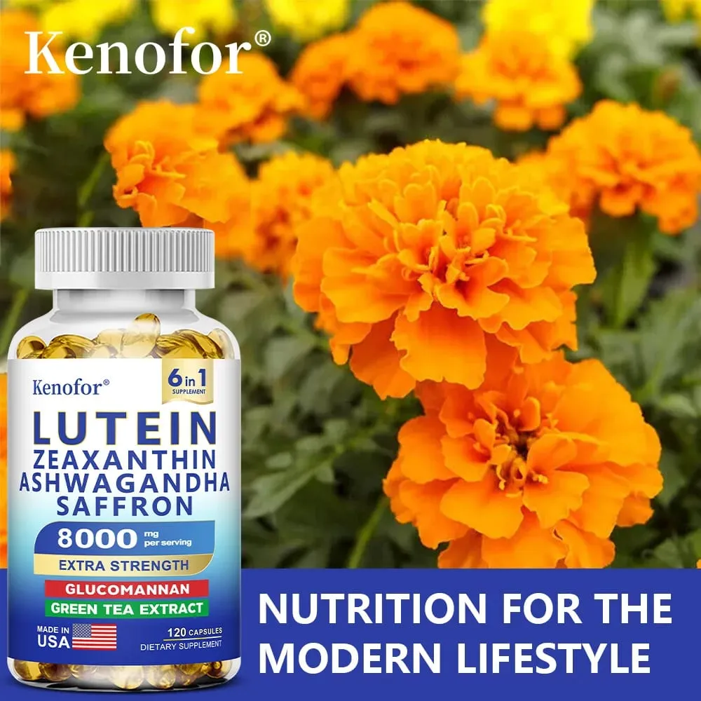 Lutein & Zeaxanthin Supplement 8000 Mg Eye Vitamins with Saffron for Adults Eye Health Supplement To Support Vision and Eyes