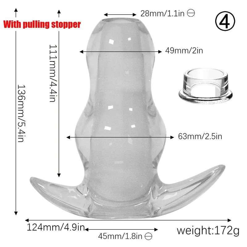 Purple TPE Hollow Tunnel Butt Plug Set - Graduated Open Anal Stretcher Plugs Flexible Sex Toy for Men & Women