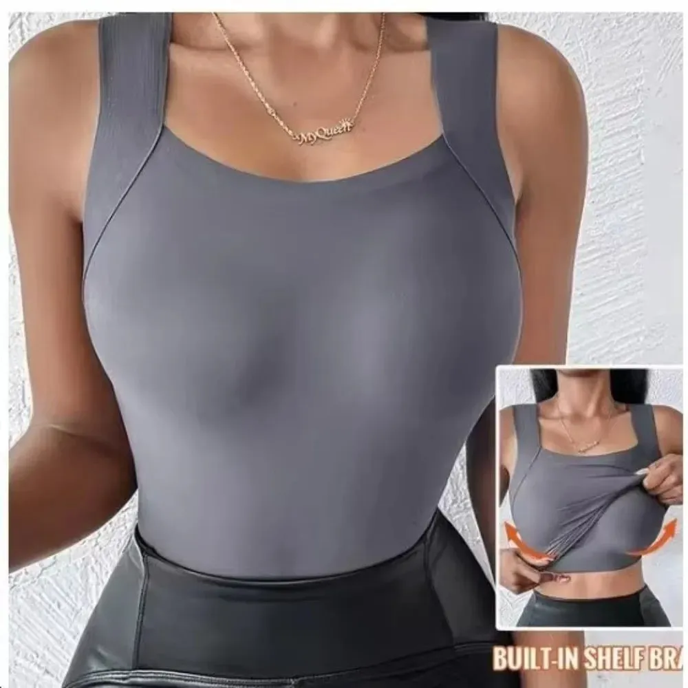 Sexy Design Sleeveless Tank Tops Seamless Knitting Summer Lightweight Crop Camisole Tops Female Bra Style With Chest Pads