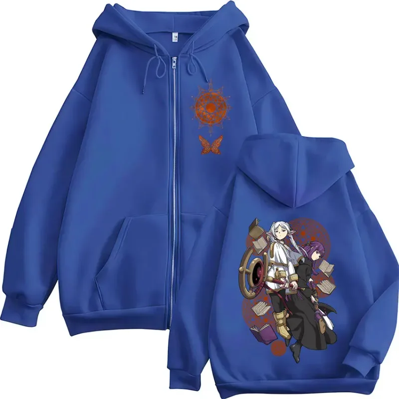 Anime Frieren: Beyond Journey's End Zipper Hoodies Men's Women Clothing Harajuku Fleece Zip Up Hooded Sweatshirts Jackets Coats