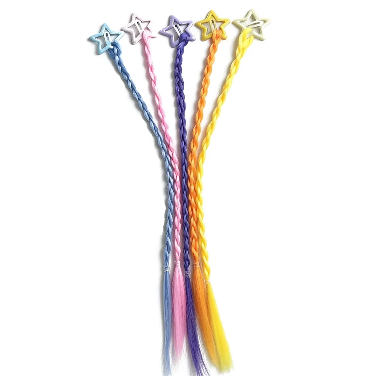 Synthetic Cute Rainbow Color Braided Hair Clip With Braid Hair Extension Hairpin For Girls Kids Y2K Party Daily Princess