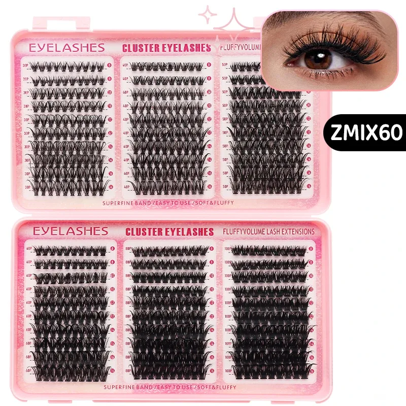 DIY Manga Spiky Cluster Lash Extensions Natural Mega Volume Individual Pre-Cut Segmented Lashes for At-Home Eye Makeup