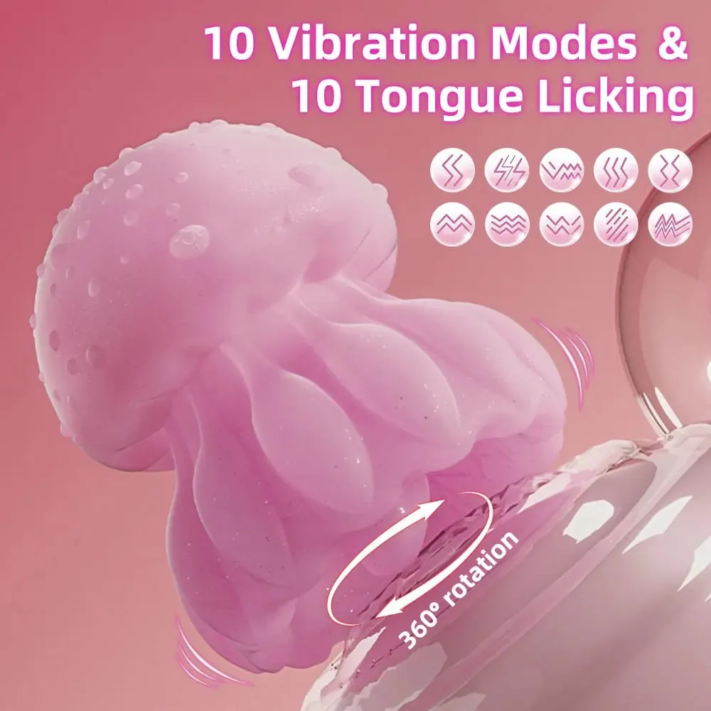 Pagdila ng Dila Vibrator 10 Mode ng Vibration LED Rainbow Color Jellyfish Vibrator Nipple Clitoral Stimulator Sex Toy para sa Matanda 18
