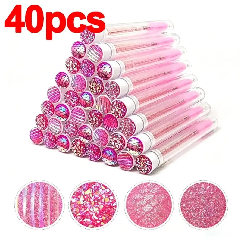 New 20/40pcs Disposable Eyelash Brush Tube Mascara Wands Tubes Dust-proof Lash Spoolies Storage Makeup Tool HZS36
