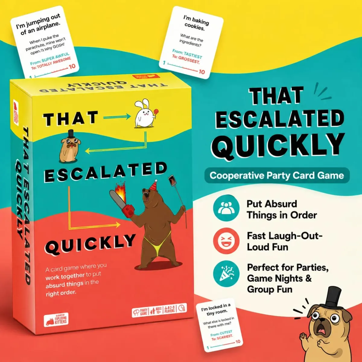 That Escalated Quickly Card Game Funny Party Board Game Family Team Strategy Game for Kids and Adults English Version