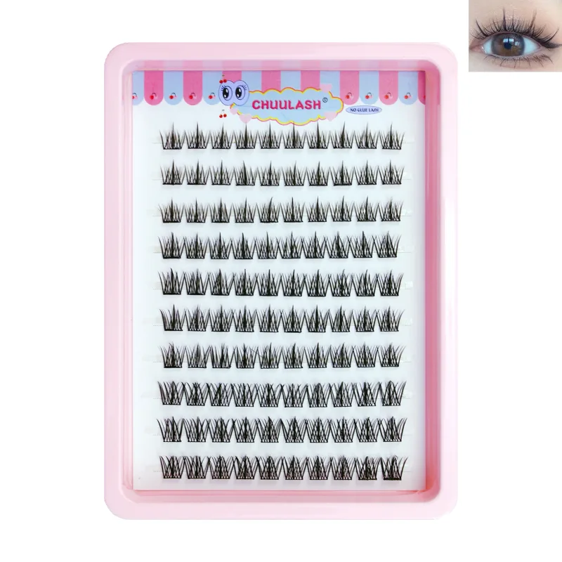 10 Rows Cat Eye Single Cluster Fake Eyelashes Natural Cosplay Makeup False Eyelashes Self-adhesive Natural Wispy Lash Extension