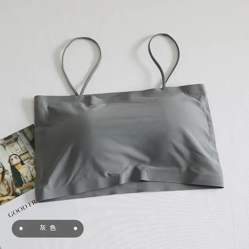 Women's Ice Silk Seamless Cami Tops Smooth Breathable Sleeveless Spaghetti Strap Vests for Summer Layering Casual Daily Wear
