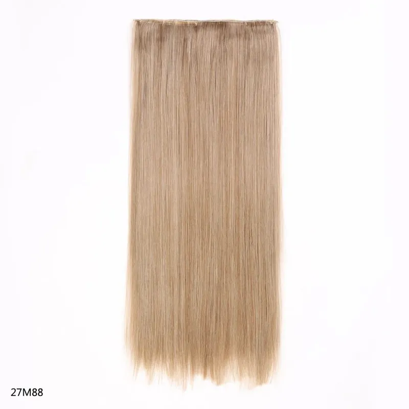 Long Straight Hair Clip In Hair Extension 5-Clips One Piece Natural Looking Synthetic Hairpiece for Women Ladies Daily Use