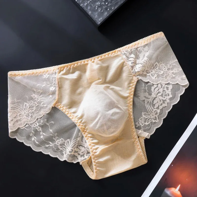 3PCS Men Sexy Lace Triangle Briefs Sexy Low Waist Seamless Panties Male Thin Breathable Comfortable Transparent Underwear