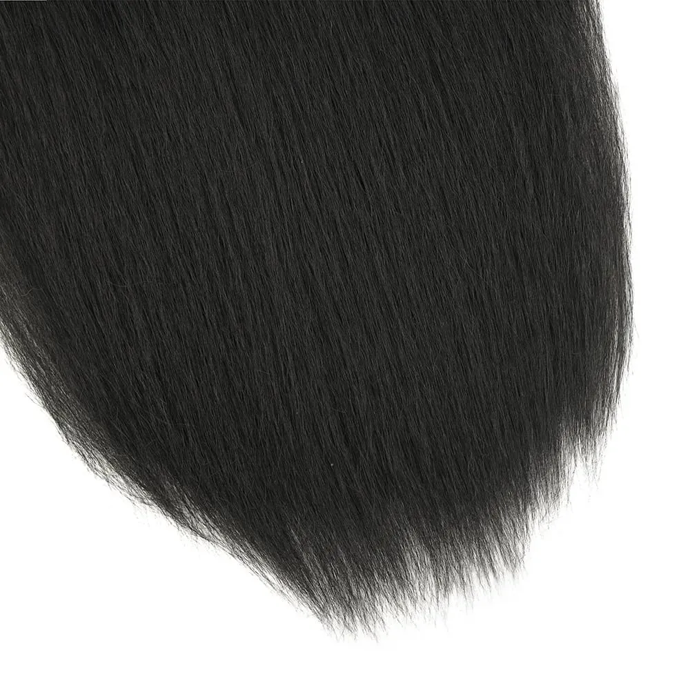 22icnh Synthetic Yaki Straight Clip In Hair Extensions For Women Black Heat-Resistant Fiber 7Pcs/Set Hairpiece — image 5