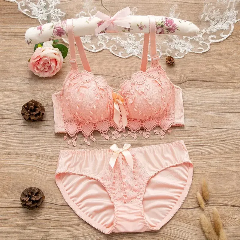 Set Bra Jepun Teratas Baru Set Seluar Dalam Renda Wanita Set Bra Sulaman Set Bra Cawan B Bra Tanpa Wayar Bra Push Up Set Pakaian Dalam Seksi