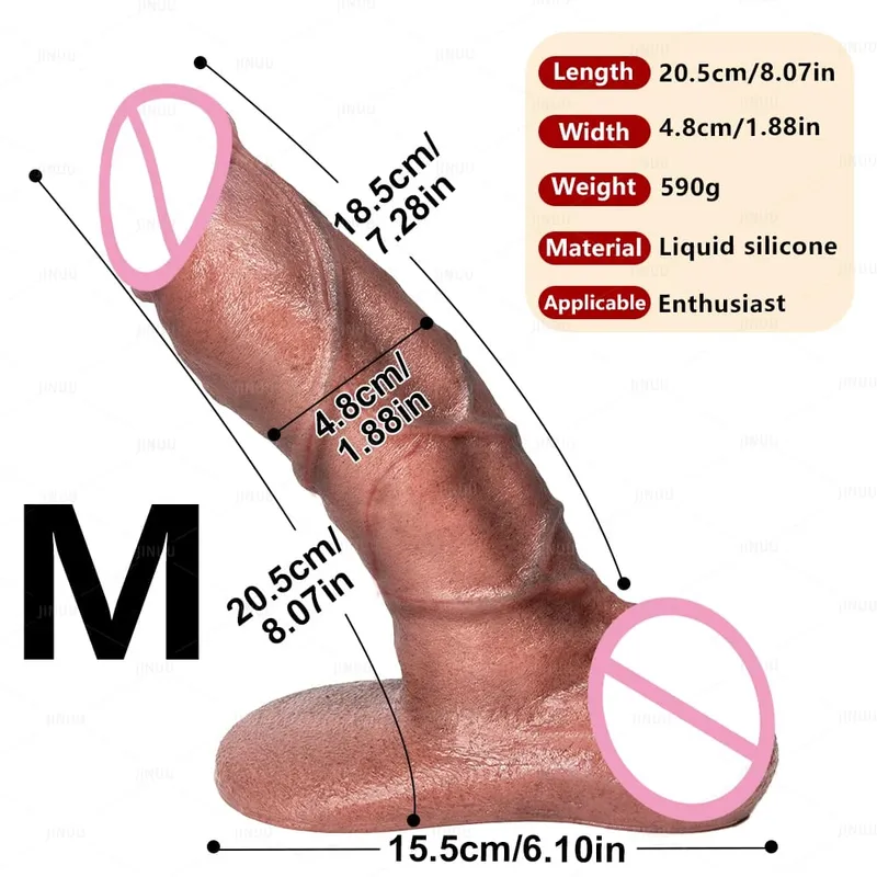 XXL Thick Silicone Dildo with Large Suction Cup Skin-Friendly Soft Silicone Massager Realistic Pore-Level Texture Penis Sex Toy