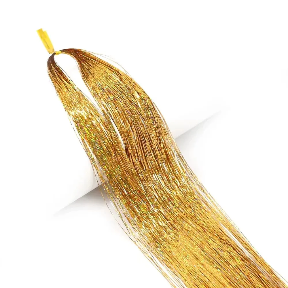 Sparkle Shiny synthetic Hair Tinsel Hair Extensions Dazzles Women Hippie for Braiding Headdress Hair Braiding Tools Long 120cm