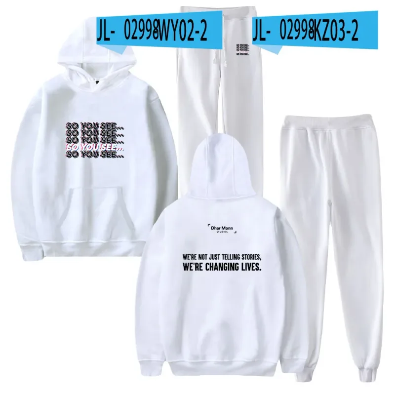 Harajuku Comfortable Funny so you see Print Sweatshirt Sweatpants Suit Men/Women Hoodies+ Trousers Suit Cute 2 Piece Set Clothes