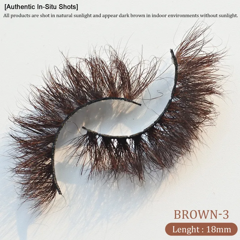 `Dark Brown 3D Mink False Eyelashes Fluffy Wispy Volume Strip Lashes Soft Handmade Brown Mink Lashes Natural Makeup Eye Beauty T