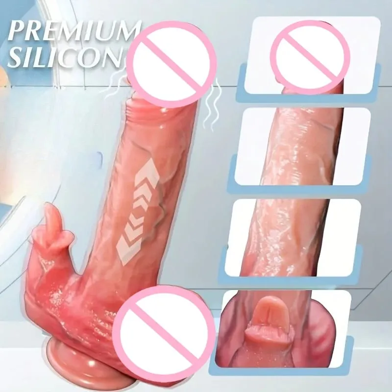 Dildo 7 Thrusts and 10 Vibration and Licking Modes Adult Sex Toy 22cm Realistic Vibrating Dildo with Strong Suction Cup For 18+