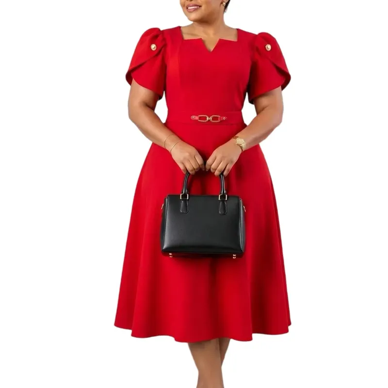 2026 Women's High Waist Elegant Large Size Dress Summer Fashion Casual Elegant Dresses for plus Size Women