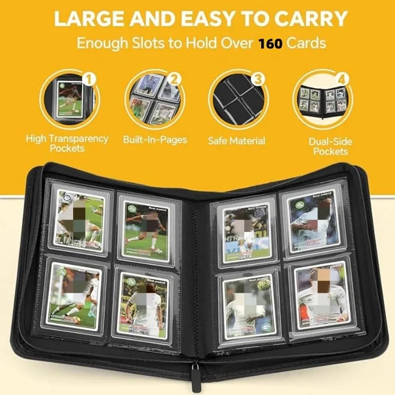 TopLoader 4-Pocket Card Binder (160 Cards) – Black/ Industrial-strength storage for TCG & sports cards. Collector's dream