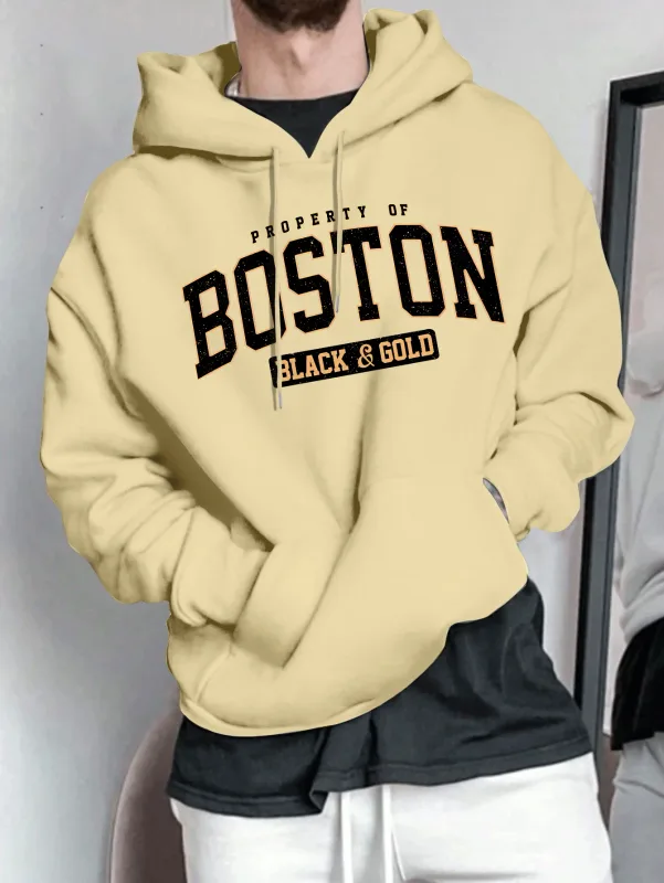 Men's hooded sweatshirt - American retro casual loose-fitting pullover shirt