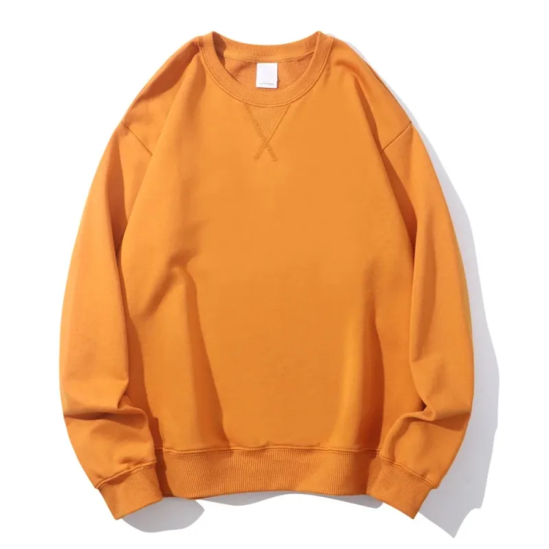 380g Tight Match Heavy Inverted Triangle Loose Versatile Solid Cotton Vintage Autum Winter Long Sleeve Round Neck Sweater — image 12
