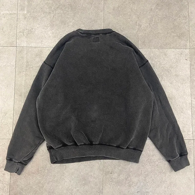 Autumn Winter Classic Overlapping Logo Print Saint Sweatshirts Men Women Couple Colorful Letters Graffiti Washed Black Pullovers