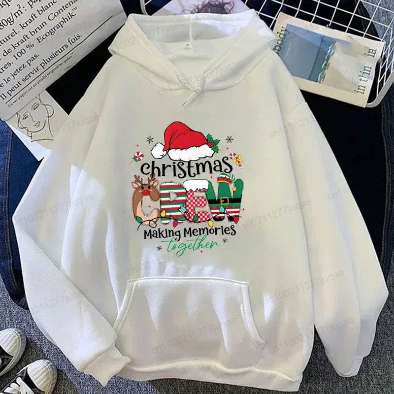 Christmas Crew Making Memories Together Hoodies Family Matching Christmas Outfit Santa Hat Graphic Sweatshirts Xmas Party Shirts